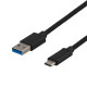 DELTACO USB-A til USB-C 0.25m sort