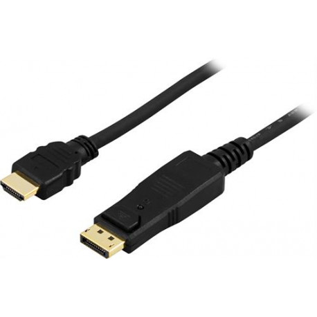 Deltaco DisplayPort(Han) - HDMI(Han) 1M