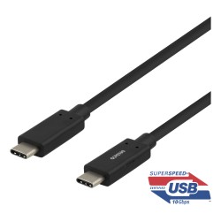 DELTACO USB-C to USB-C, 0.5m, 60W Sort