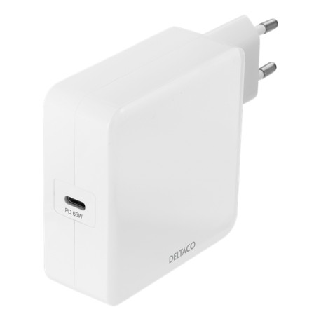 DELTACO USB-C PD wall charger, 65 W, whi