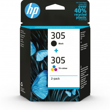 HP 305 2-Pack Tri-color Black Original