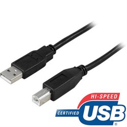 Deltaco USB 2.0 kabel 1m sort
