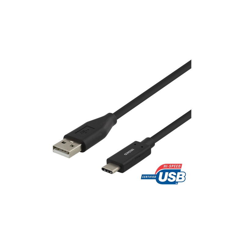 boks Koncentration vejspærring DELTACO USB-C - USB A kabel, 0,25m