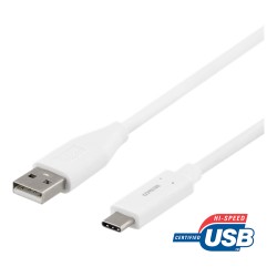 DELTACO USB-C til USB-A kable,1.5m, hvid
