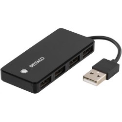 Deltaco USB 2.0 hub, 4x Type A hun, sort