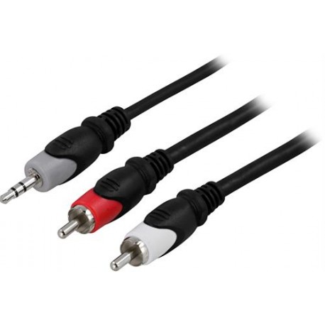 Deltaco Lydkabel mini-jack til phono han - han, 1 meter, sort
