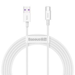 Baseus USB-A til USB-C Kabel (66W), 2 Meter, Hvid