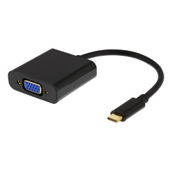 Deltaco USB-C til VGA Adapter, FHD 60Hz, M. Lyd, Sort
