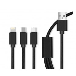 maXlife 3-i-1 Kabel, Lightning, USB-C, Micro-USB