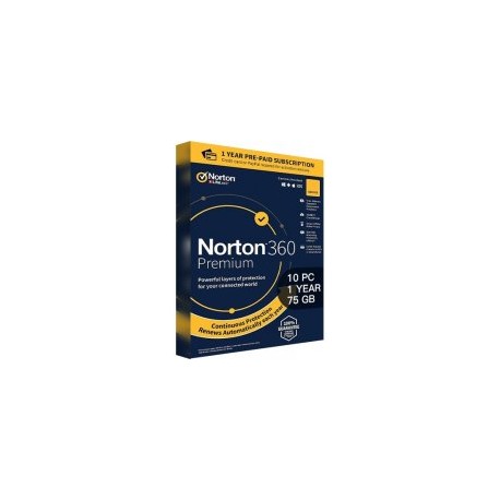 Norton 360 Premium Antivirus, 12 Måneder, 10 Devices, 75GB Sky Backup