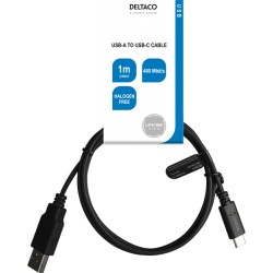 Deltaco USB-A til USB-C Kabel, 1 Meter