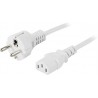 Deltaco Jordet Power Cord, Hvid 1 Meter