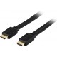 Deltaco Fladt, HDMI High Speed med Ethernet, HDMI Type A han, Guldbelagt, 10m, sort.