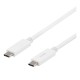 Deltaco USB-C til USB-C Kabel, 25cm, USB3.1, Hvid