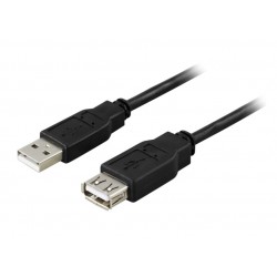 Deltaco USB 2.0 kabel Type A han - Type A hun 0,5m, sort