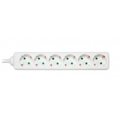 Deltaco Earthed power strip, 6x CEE 7/3, 1x CEE 7/7, child protected, 1.5m, white