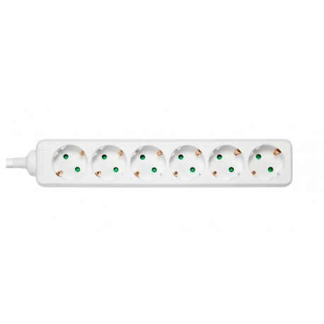 Deltaco Earthed power strip, 6x CEE 7/3, 1x CEE 7/7, child protected, 1.5m, white