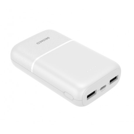 Deltaco Power bank 10 000 mAh, 2x USB-A, 1x USB-C, white