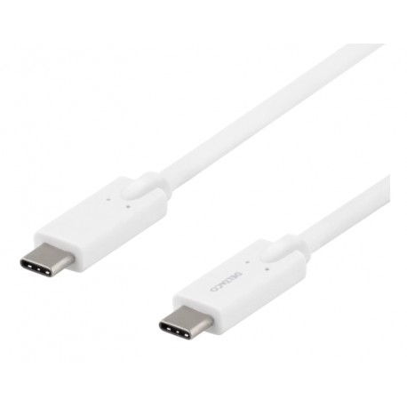 DELTACO USB-C til USB-C kabel, 5 Gbit/s, 5A, 2 m, hvid