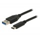 DeLock USB-A til USB-C Kabel, 0,5 Meter, USB3.1 Gen2, 10Gbps