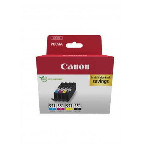 Canon CLI 551 BK C M Y Multipack - Blækpatron