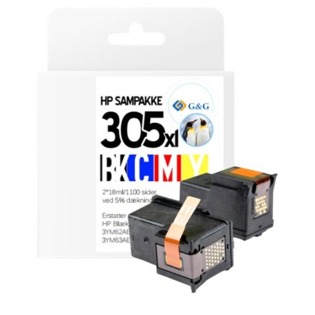 G&G HP 305XL Sampak Sort og Farve Patroner