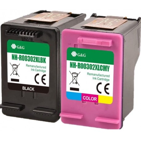 G&G HP 302XL kompatibel sampak, Sort & farve blækpatroner