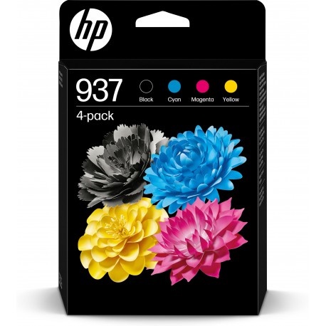 HP 937 Original sampakke - 4-Pack (Black Yellow Magenta Cyan) Ink - Blækpatron