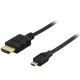 Deltaco HDMI kabel, HDMI Type A han - HDMI Micro ha, Guldbelagt, 2m, sort