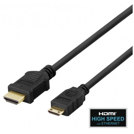 Deltaco HDMI til Mini HDMI Kabel 2 Meter Sort