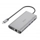 Deltaco USB-C til HDMI / VGA / USB / RJ45 / SD-adapter, USB-C-port til opladning, 3840x2160
