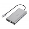 Deltaco USB-C til HDMI / VGA / USB / RJ45 / SD-adapter, USB-C-port til opladning, 3840x2160