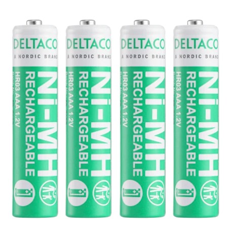 Deltaco AAA Genopladelige Batterier, 4stk, 750mAh