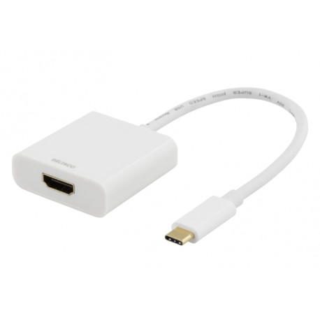 Deltaco USB-C til HDMI Adapter 4K/30Hz Hvid