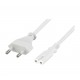Deltaco Unearthed device cable, 0.5m, angled CEE 7/16, IEC 60320, white