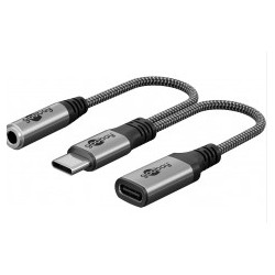 Goobay Adapter USB-C to USB-C and Jack, 3.5 mm AUX, 0.1