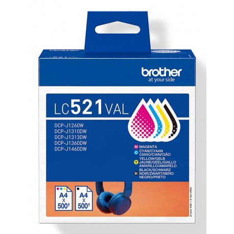 Brother LC521 Value Pack - 4-pack - black yellow cyan magenta - original