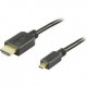 Deltaco HDMI kabel, HDMI High Speed with Ethernet, HDMI Type A han - HDMI Micro han, 5m, sort