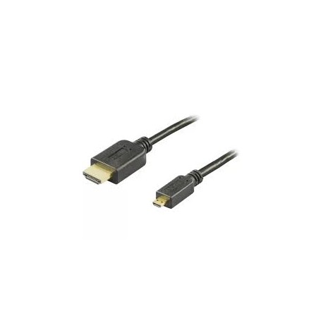 Deltaco HDMI kabel, HDMI High Speed with Ethernet, HDMI Type A han - HDMI Micro han, 5m, sort
