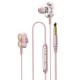 Dudao X15 Double Dynamic Musik Hørertelefoner 3.5mm Jack 1.2m Lyserød
