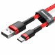 Baseus Cafule USB 2.0 USB Type-C kabel 1m Sort Rød