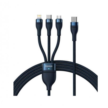 Baseus 3in1 USB cable Flash Series 2 USB-C + micro USB + Lightning 100W 1.5m (blue)