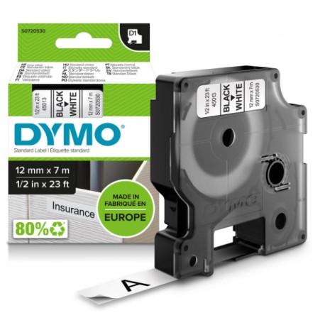 DYMO D1 Mærkattape (1,2 cm x 7 m) 1kassette(r) S0720530