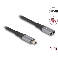 DeLOCK USB 2.0 / USB 3.2 / USB4 / Thunderbolt 3 USB Type-C forlængerkabel 1m Sort Grå