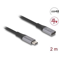 DeLOCK USB 2.0 / USB 3.2 / USB4 / Thunderbolt 3 USB Type-C forlængerkabel 2m Sort Grå