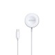 Deltaco Apple Watch/Galaxy Watch wireless charger, 1 m fixed USB-C cable, hvid