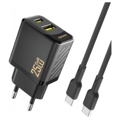 Dudao A26TCEU Adapter 25Watt 1xUSB-C 1xUSB-A (1m USB-C to USB-C cable included) Sort