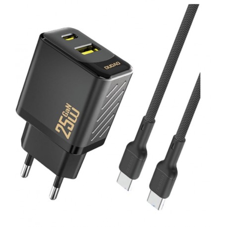 Dudao A26TCEU Adapter 25Watt 1xUSB-C 1xUSB-A (1m USB-C to USB-C cable included) Sort