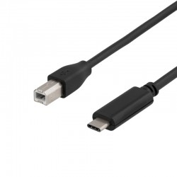 USB 2.0 cable, Type C M, Type B M, 1m, black