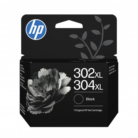 HP 302XL 304XL Black Original Ink Crtg Sort 300 sider Blæk